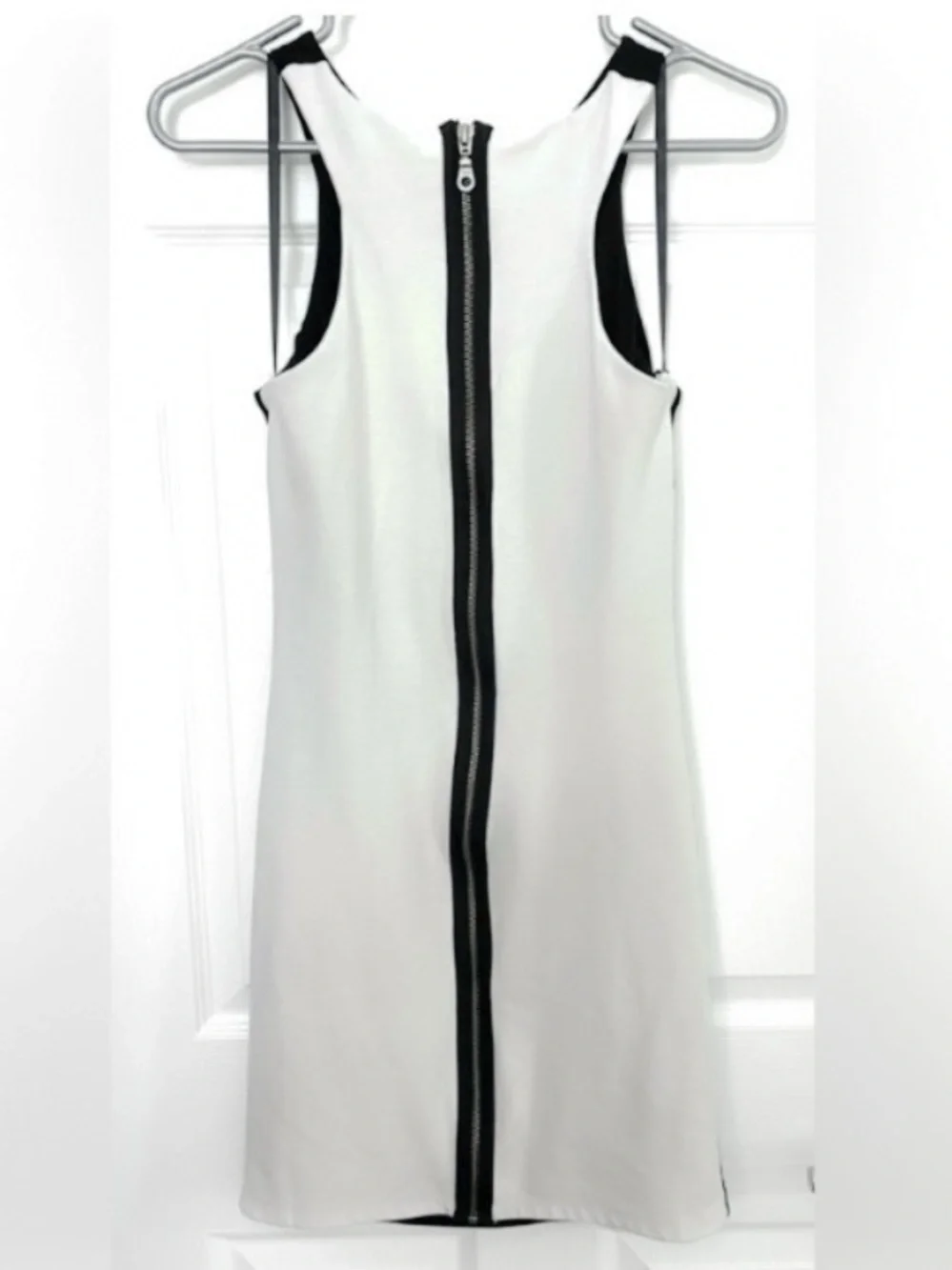 Black and White Racerback Bodycon Dress in Thick Stretchy Fabric - Picture 3 of 4